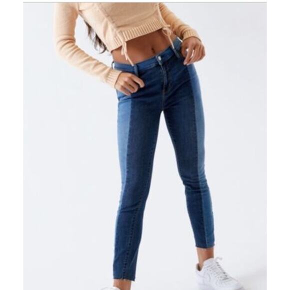 PacSun Skinny Ankle Jegging Raw Hem Released Jean Double Wash sz 25